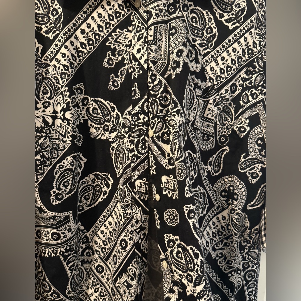 CHAPS Black and White Paisley Print Blouse - Picture 3 of 10